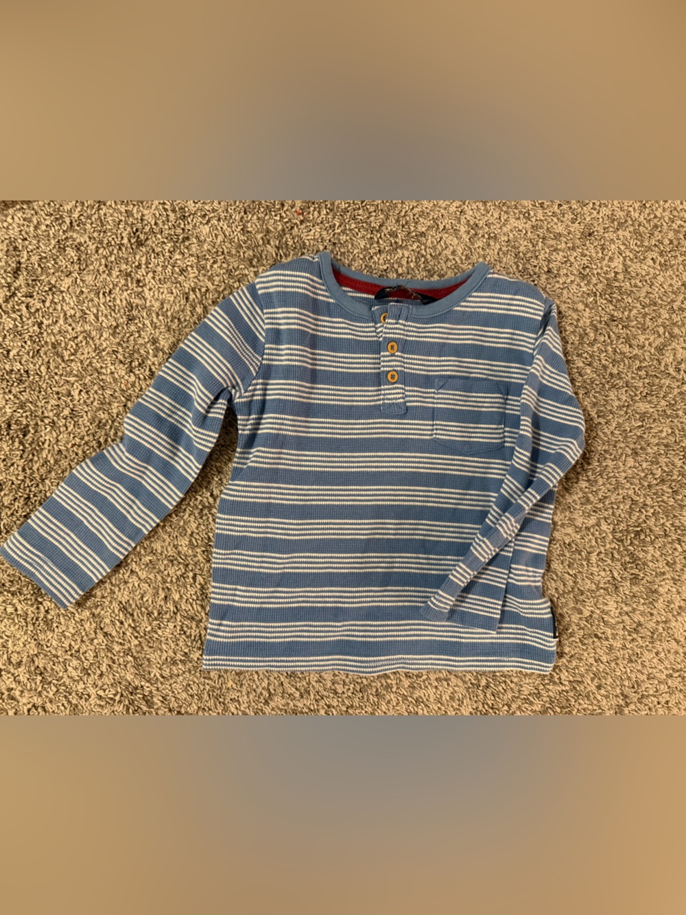 Ben Sherman Blue and White Striped Long-Sleeve Henley